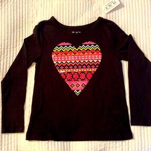 T with glittered & sequined heart motif